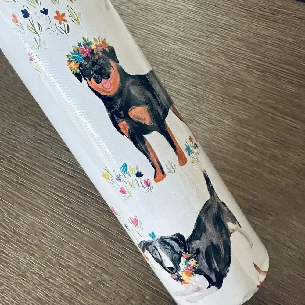 Floral Dog Print Pattern Gift Wrapping Paper Gift Wrap Roll